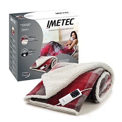 Imetec Caldoplaid velvet tartan plaid riscaldabile, morbida coperta elettrica 160x120 cm, basso consumo, tecnologia adapto, dispositivo di sicurezza, rapido riscaldamento, 6 temperature, lavabile