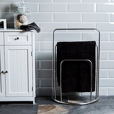 Bath Vida Portasciugamani da bagno a 3 ripiani, da appendere a pavimento, curvo, cromato