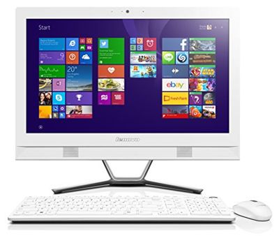 Lenovo C40 21.5-Inch HD All-in-One Desktop PC (Intel Pentium 3805U 1.9 GHz, 4 GB RAM, 1 TB HDD, DVD-RW, WLAN, Bluetooth, Camera, Integrated Graphics) - White with Free Windows 10 Upgrade