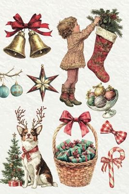 Vintage Christmas Illustration Notes Notebook 6x9 100 Lined Pages Notepad Diary Journal: Perfect Gift For Xmas