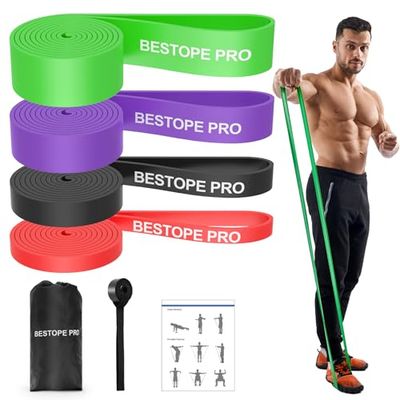 Bande di Resistenza - Set di 4 Bande per Allenamento e Stretching Fitness Unisex, con ancoraggio per porta, fascia fitness per allenamento stretching unisex, ideale per casa, yoga, powerlifting