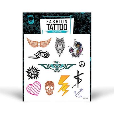 Flash Tattoo, Tatuaggi Temporanei per Uomini e Donne, Tatuaggi Finti per Bambini, Facili da Usare e Rimuovere (15x16 cm) - Progettato e Prodotto in Turchia