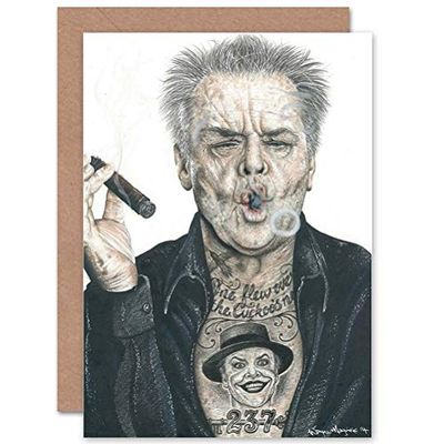 Wee blauwe Coo groeten OG Jack Nicholson Gangster Inked Ikon Art door Wayne Maguire verzegeld wenskaart Plus envelop leeg binnen
