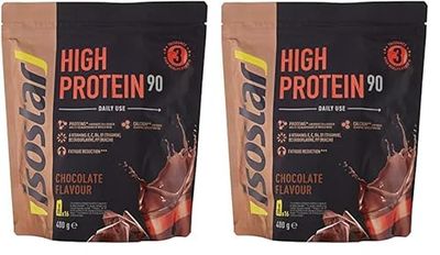Isostar High Protein 90 Poudre pour Boisson Hyperprotéinée, Chocolat, 16 Boissons, 400 g (Lot de 2)