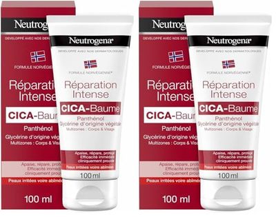 Neutrogena Crème Corps et Visage Cica Baume avec Glycérine Végétale, Réparation Intense Pour Peaux Abîmées, 100ml (Lot de 2)