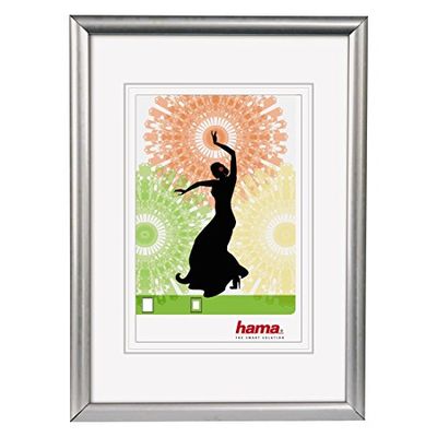 Hama Kunststof lijst "Madrid" (framegrootte 50 cm x 70 cm, afbeeldingsgrootte 30 cm x 45 cm, 1 foto per lijst, om op te hangen, elegant, eenvoudig, klassiek) zilver