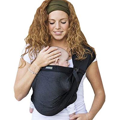 Minimonkey – Bärhandduk Mini Sling svart för nyfödda från födseln (0 – 2 år) upp till 15 kg – sommarbabybärsystem vattentätt, ergonomiskt bär på magen i M-läge – bärrem för småbarn