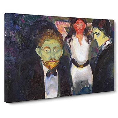 Jealousy By Edvard Munch Classic Painting Canvas Wall Art Print Ready to Hang, Framed Picture for Living Room Bedroom Home Office Décor, 24x16 Inch (60x40 cm)
