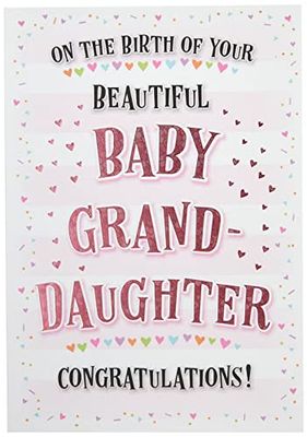 Piccadilly Greetings Modern Baby Card Birth of Granddaughter - 7 x 5 inches, Black