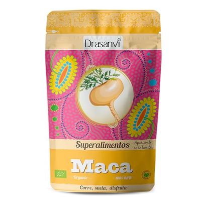 DRASANVI SUPERALIMENTO MACA CERTIFICADO BIO - Aporte de Vitaminas B3, C + Potasio - Ayuda a disminuir el cansancio y la fatiga - VEGANO - SIN GLUTEN - 225g