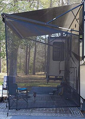 EXCELFU Schaduwscherm voor campers, 22,5 x 20 cm - RV-luifel, zijschaduw, zwart gaas, zonnescherm, UV-zonwering, complete kits voor camper, camping, aanhangwagen, luifel, zijluifel, camperluifel