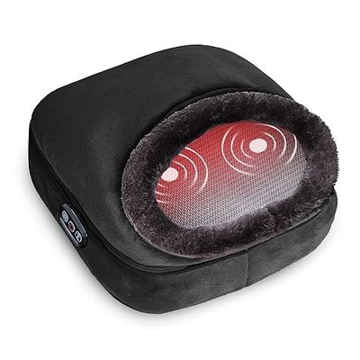 Snailax Voetmassageapparaat met vibratie, elektrisch voetmassageapparaat met warmtefunctie, 2-in-1 voetwarmer voor voetverzorging met 5 massagemodi, warmtetherapie voor thuis, kantoor, geschenken
