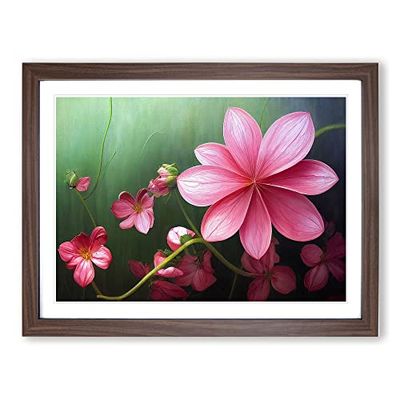 Magical Flowers H1022 Framed Print for Living Room Bedroom Home Office Décor, Wall Art Picture Ready to Hang, Walnut A3 Frame (46 x 34 cm)