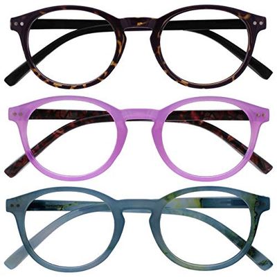 OPULIZE Zen 3 Pacco Occhiali Da Lettura Buio Marrone Rosa Turquoise Blu Piccolo Uomo Donna RRR24-24Q +3,00