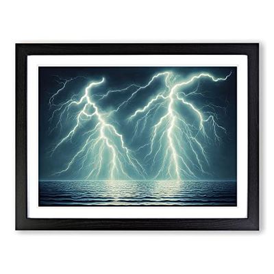 Lightning View H1022 Framed Print for Living Room Bedroom Home Office Décor, Wall Art Picture Ready to Hang, Black A2 Frame (64 x 46 cm)
