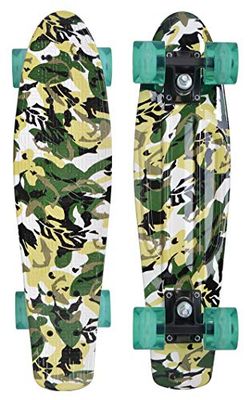 Schildkröt Skateboard Vintage Rétro Free Spirit, Planche à roulettes Cool et performante, Roues Lumineuses LED, Design: Camouflage, 510781 Jeunesse Unisexe, Taille unique