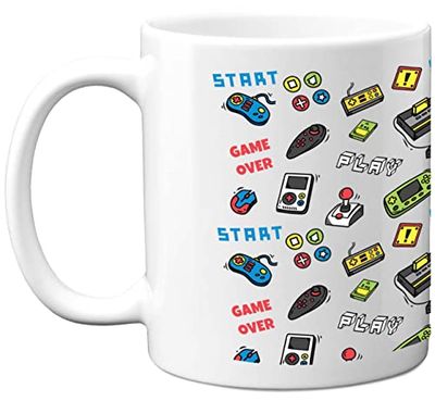 Do You Want to Play A Game - Dishwasher Safe Coffee Mugs Cup, Birthday Gifts for Boys or Girls, Retro Video Game, Novelty Mug, Gaming Gifts for Him or Her