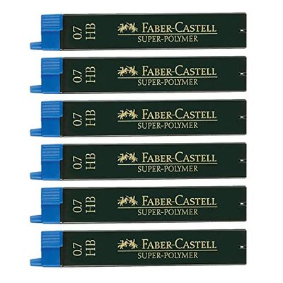 FABER-CASTELL 205039 - Set di mina Super Polymer, 6 pezzi con 12 mina ciascuno, 0,7 mm, durezza HB