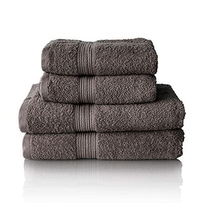 ALCLEAR - Lot de Serviettes éponge de qualité supérieure, Gamme Disponible en 6 Coloris et 5 Tailles, Coloris : Anthracite, 2 draps de Bain de 70 x 140 cm et 2 draps de Bain de 50 x 100 cm