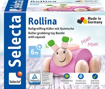 Rollina 61072 - Pinza con chirrido de Madera, 7,5 cm, Color Rosa