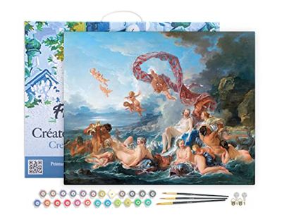 Figured'Art Peinture par Numéro Adulte avec Cadre Le Triomphe de Vénus - François Boucher - Activité Manuelle Kit de Loisir Créatif DIY Numéro d'Art Complet - 40x50cm toile tendue sur châssis