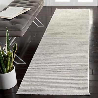 Safavieh Tapis Moderne pour Salon, Salle à Manger, Chambre à Coucher - Whisper Collection, Tapis à Poil Court, Ivoire et Gris, 66 x 244 cm
