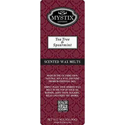 Mystix London | Tea Tree & Spearmint - Wax Melts Clamshell 90g (10 Cubes) | 100% Natural SOYA Wax | Long-Lasting Fragrance for Aromatherapy & Soothing Atmosphere