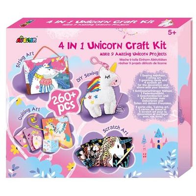 AVENIR Set di 4 attività in 1 - Manualità di Unicorni - Include Doghe di Rascar e Materiale per Tessuto - A partire da 5 anni Set di Manualità per i tuoi piccoli