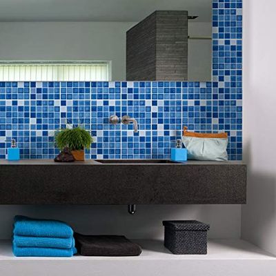 Stickers adhésifs carrelages | Sticker Autocollant Carreaux de Ciment - Mosaïque carrelage Mural Salle de Bain et Cuisine | Carreaux de Ciment adhésif Mural - azulejos 15 x 15 cm - 9 pièces
