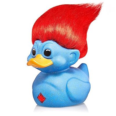 TUBBZ First Edition - Figura de Pato de Goma, Vinilo con Lentejuelas, Color Azul con Purpurina, Producto Oficial Trolls - TV, películas y Videojuegos