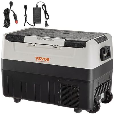 VEVOR Nevera Eléctrica Portátil de 55 L Nevera Portátil para Coche 12/24 V CC 100-240 V CA Nevera de Una Zona para Coche 0,6 kW.h -20 °C a 10 °C Congelador Ajustable para Camión Barco Camping