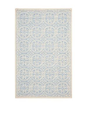 Tapis rectangulaire d'intérieur médaillon tufté à la main, collection Cambridge, CAM123, en bleu clair / ivoire, 244 X 305 cm pour le salon, la chambre ou tout autre espace intérieur par SAFAVIEH.
