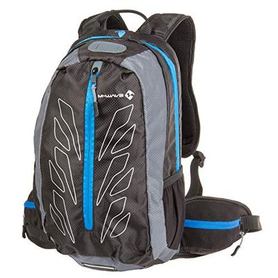 M-Wave, BP Mochila Ciclista Especial Rough Ride Back, Adultos Unisex, Negro/Azul, 46x28x12 cm