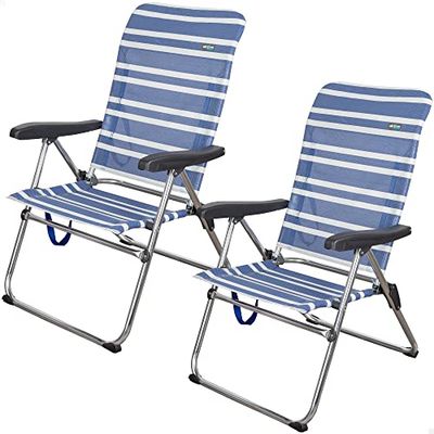 AKTIVE Set van 2 stoelen, aluminium, 5 posities, 61 x 63 x 93 cm, met handvat Mykonos