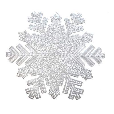 Wintop Group 15"×17" Vinyl Metallic Placemats Hollow Out Design, Set of 6, Snowflake Silver