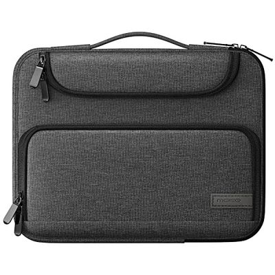 MoKo Bolsa de Tableta de 9-11" con Asa y Multibolsillos Compatible con Galaxy Tab S9 11" 2023,iPad Pro 11 M2 2022-2018,iPad 10 10,9" 2022,iPad Air 5 10,9" 2022,iPad 9/8/7 10,2",Tab S8 11",Negro+Gris