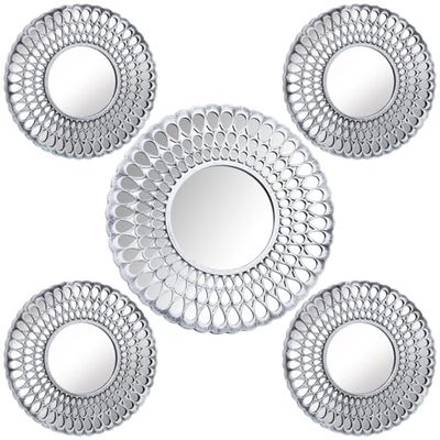 Alexandra House Living Jeu de miroirs Ronds argentés en Plastique 3 x 79 x 48 cm