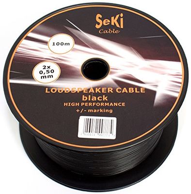 Câble de haut-parleur noir 2 x 0,50 mm² Bobine de 100 m