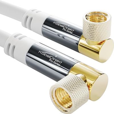 KabelDirekt – Cavo SAT, Antenna TV, Coassiale – Angolato a 90° – 1 m – Cavo Satellitare 4K, connettore F – Disponibile in 0,5-30 m (radio/TV, DVB-T, DVB-C, DVB-S/DVB-S2, internet, bianco)