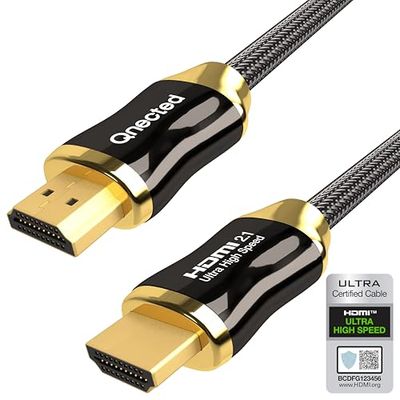 Qnected HDMI 2.1 kabel 5m - (5 meter) | Certifierad | Ultra High Speed | 4K 120Hz och 144Hz, 8K 60Hz Ultra HD | 48 Gbps | Lämplig för PS5, Xbox Series X & S | Kolsvart