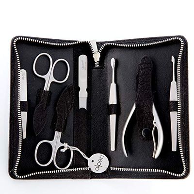 ALPEN 6824R Manicure Set with Case in Various Colours Stainless Steel