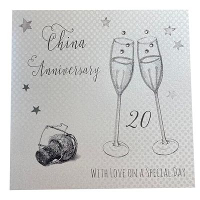 WHITE COTTON CARDS China Love On Your Special Day - Biglietto d'auguri per 20° Anniversario, Fatto a Mano, WA20