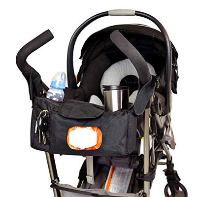 Sac pour couches avec compartiments pour poussette d'Angel Baby avec BANDOULIÈRES et POCHE POUR LINGETTES pour poussettes (Universel avec double porte-gobelets et poche arriÚre zippée pour les accessoires de la poussette (25,5 pouces x 4 pouces/12,7cm x 10,1).