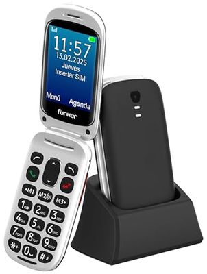 Funker E300 Max Audio 3 4G, Telefono movil con tapa fácil de usar, Teclas y Pantalla grandes, Audio PRO compatible con audífonos, volumen extra fuerte con Amplificador, Configuración Remota, Botón SOS