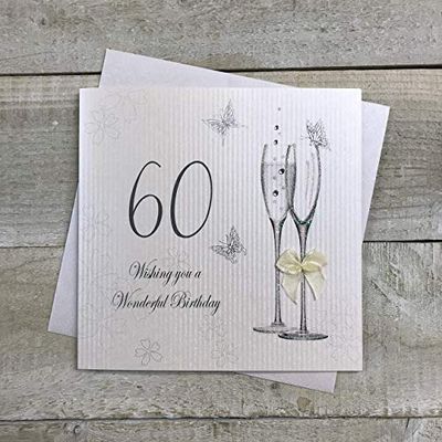 WHITE COTTON CARDS - Tarjeta de felicitación para 60 cumpleaños, Color Blanco
