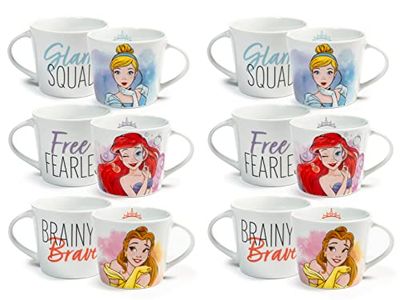 Home Disney Princess Jumbo-kopjes, porselein, 400 cc, voor meisjes, ontbijt, prinses, 6 stuks