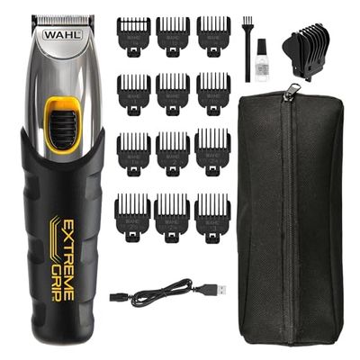 Wahl Extreme Grip Beard Trimmer, Beard Trimmer for Men, Stubble Cutter, Cordless Trimmer, Men's Grooming Kit, Beard Care for Men, Precision Cutting Blades