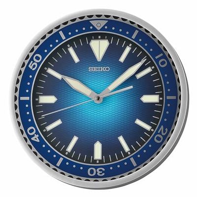 SEIKO Reloj de Pared con Esfera Heritage Design de 12 Pulgadas, Color Azul metálico