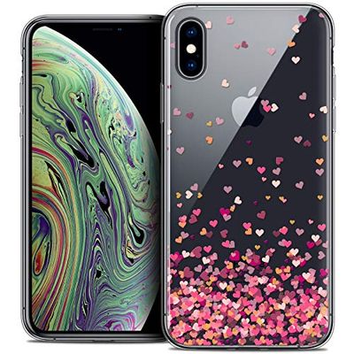 Case för Apple iPhone XS Max (6,5) fodral [Crystal Gel HD Collection Sweetie Design Heart Flakes - mjuk - ultratunn - tryckt i Frankrike]