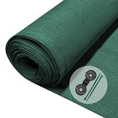 VOUNOT® Malla Sombreo y Ocultación 1.5×20m, Valla Privacidad 150 g/m² HDPE Protección UV, Red de Sombra con Clips y Bridas, para Jardín, Huerto, Balcón, Verde